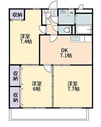 コスモスA 3DKの間取図画像