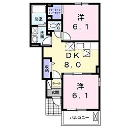 バービーカールC 2DKの間取図画像