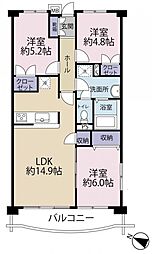 大宮公園ロジュマン 3LDKの間取図画像