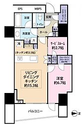 三田ガーデンヒルズ サウスヒル 1LDKの間取図画像