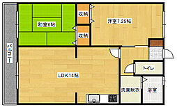 JR可部線 古市橋駅 徒歩7分の賃貸マンション 1階2LDKの間取り
