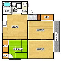 JR可部線 古市橋駅 徒歩9分の賃貸アパート 2階3DKの間取り