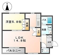 JR可部線 安芸長束駅 徒歩26分の賃貸アパート 2階1LDKの間取り