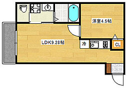 広島電鉄宮島線 高須駅 徒歩8分の賃貸アパート 1階1LDKの間取り