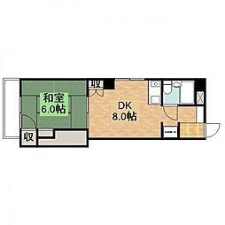 JR山陽本線 海田市駅 徒歩12分の賃貸マンション 4階1DKの間取り