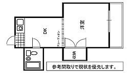 JR呉線 海田市駅 徒歩12分の賃貸マンション 3階1Kの間取り