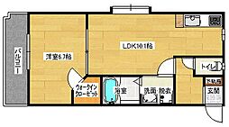 広島高速交通アストラムライン 毘沙門台駅 徒歩10分の賃貸マンション 2階1LDKの間取り