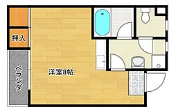 JR可部線 七軒茶屋駅 徒歩3分の賃貸アパート 2階ワンルームの間取り