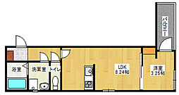 広島電鉄宮島線 高須駅 徒歩3分の賃貸アパート 1階1LDKの間取り