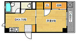 広島電鉄5系統 皆実町二丁目駅 徒歩3分の賃貸マンション 1階1DKの間取り