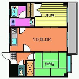 広島高速交通アストラムライン 中筋駅 徒歩13分の賃貸マンション 1階2LDKの間取り