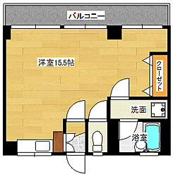 広島電鉄5系統 皆実町二丁目駅 徒歩4分の賃貸マンション 5階ワンルームの間取り