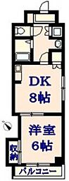 広島電鉄2系統 小網町駅 徒歩4分の賃貸マンション 2階1DKの間取り