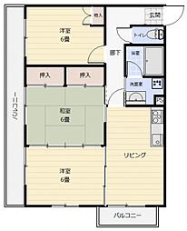 広島高速交通アストラムライン 古市駅 徒歩13分の賃貸マンション 3階3LDKの間取り