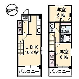 広島高速交通アストラムライン 中筋駅 徒歩2分の賃貸マンション 3階2LDKの間取り