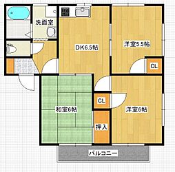 JR呉線 海田市駅 徒歩10分の賃貸アパート 2階3DKの間取り