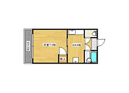 広島電鉄1系統 県病院前駅 徒歩5分の賃貸マンション 1階1Kの間取り