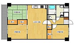 広島電鉄宮島線 東高須駅 徒歩6分の賃貸マンション 6階3LDKの間取り