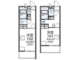 広島電鉄8系統 江波駅 徒歩9分の賃貸マンション 2階1Kの間取り