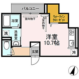 広島電鉄5系統 比治山下駅 徒歩8分の賃貸アパート 1階ワンルームの間取り