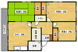JR可部線 安芸長束駅 徒歩12分の賃貸アパート 2階3DKの間取り