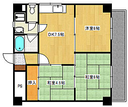 広島電鉄2系統 観音町駅 徒歩2分の賃貸マンション 7階3DKの間取り