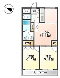 広島高速交通アストラムライン 古市駅 徒歩17分の賃貸アパート 1階2LDKの間取り