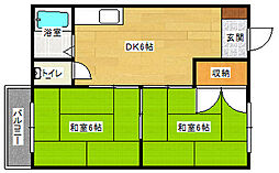 広島電鉄2系統 広電西広島(己斐)駅 徒歩13分の賃貸アパート 2階2DKの間取り