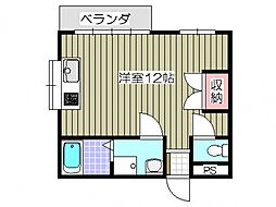 広島電鉄宮島線 草津南駅 徒歩9分の賃貸アパート 2階ワンルームの間取り
