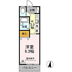JR山陽本線 瀬野駅 徒歩25分の賃貸アパート 1階ワンルームの間取り
