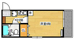 広島電鉄宮島線 高須駅 徒歩6分の賃貸マンション 2階1Kの間取り