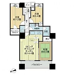 広島電鉄9系統 縮景園前駅 徒歩1分の賃貸マンション 33階3LDKの間取り