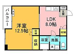 広島電鉄2系統 土橋駅 徒歩3分の賃貸マンション 5階1LDKの間取り