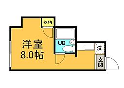 広島電鉄2系統 本川町駅 徒歩3分の賃貸マンション 4階ワンルームの間取り