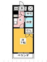 JR芸備線 矢賀駅 徒歩14分の賃貸マンション 7階1Kの間取り