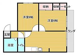 広島電鉄2系統 十日市町駅 徒歩3分の賃貸マンション 4階2LDKの間取り