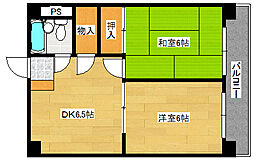広島電鉄8系統 十日市町駅 徒歩5分の賃貸マンション 3階2DKの間取り