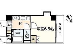 広島電鉄2系統 観音町駅 徒歩4分の賃貸マンション 7階1Kの間取り
