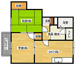 JR可部線 安芸長束駅 徒歩12分の賃貸アパート 2階2DKの間取り
