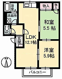 広島高速交通アストラムライン 祇園新橋北駅 徒歩5分の賃貸アパート 2階2LDKの間取り