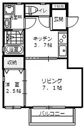 広島高速交通アストラムライン 上安駅 徒歩2分の賃貸アパート 2階1LDKの間取り