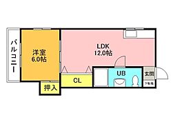広島電鉄9系統 白島駅 徒歩5分の賃貸マンション 3階1DKの間取り