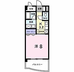 広島高速交通アストラムライン 中筋駅 徒歩5分の賃貸マンション 4階1Kの間取り