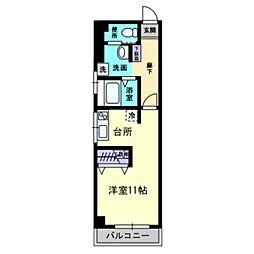 広島電鉄8系統 十日市町駅 徒歩6分の賃貸マンション 4階ワンルームの間取り