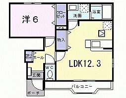 JR呉線 矢野駅 徒歩14分の賃貸アパート 1階1LDKの間取り