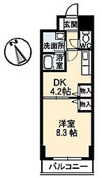 広島電鉄1系統 市役所前駅 徒歩3分の賃貸マンション 7階1Kの間取り