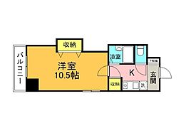 広島電鉄2系統 十日市町駅 徒歩5分の賃貸マンション 5階1Kの間取り