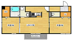 JR可部線 安芸長束駅 徒歩30分の賃貸アパート 2階2LDKの間取り