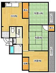 JR山陽本線 広島駅 徒歩10分の賃貸マンション 6階3DKの間取り
