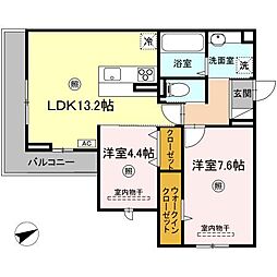 JR芸備線 矢賀駅 徒歩5分の賃貸アパート 3階2LDKの間取り